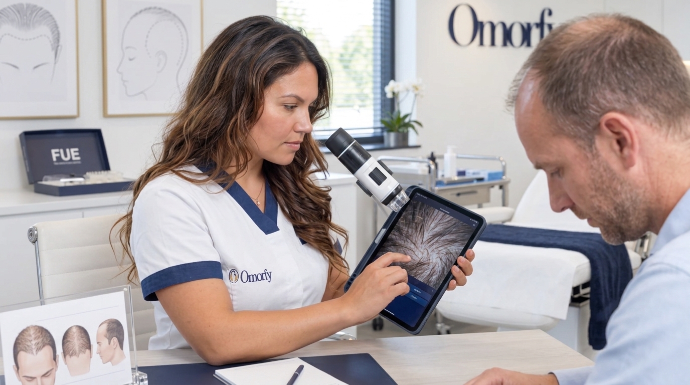 Het donorgebied bij een haartransplantatie voor een man